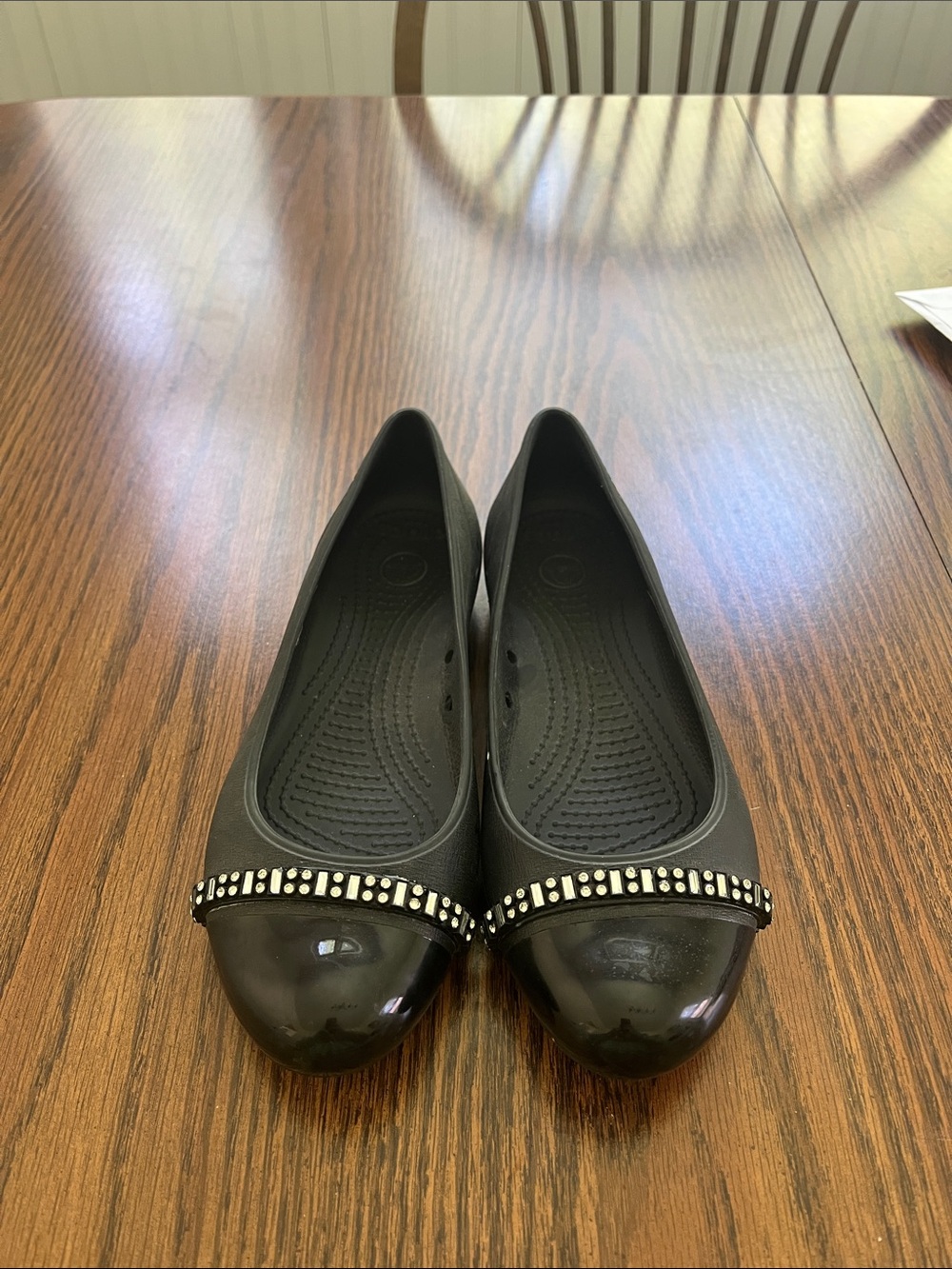 CROCS Women’s Black Studded Cap Toe Ballet Flats